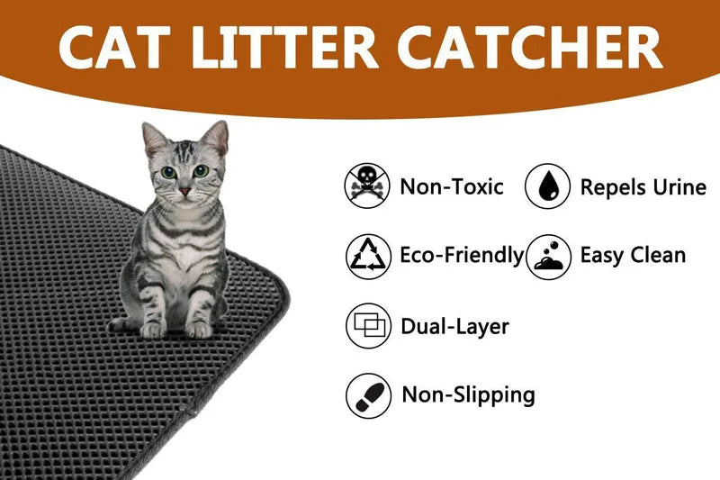 Waterproof Pet Cat Litter Mat | EVA Double Layer Cat Litter Trapping Pad