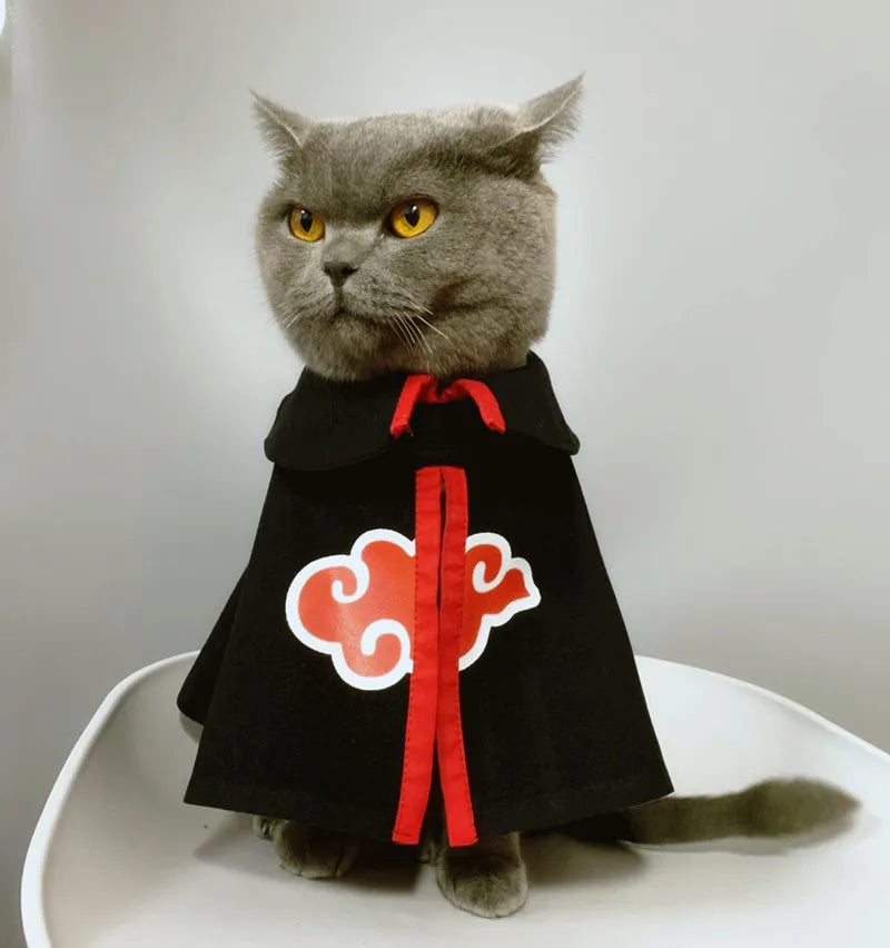 Akatsuki Cat Costume | Pet Cloud Cloak | Kitten Ninja Outfit