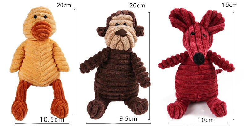 Corduroy Dog Toys | Animal Plush Dog Squeaky Toy | Puppy Chew Bite-Resistant Pet Toy