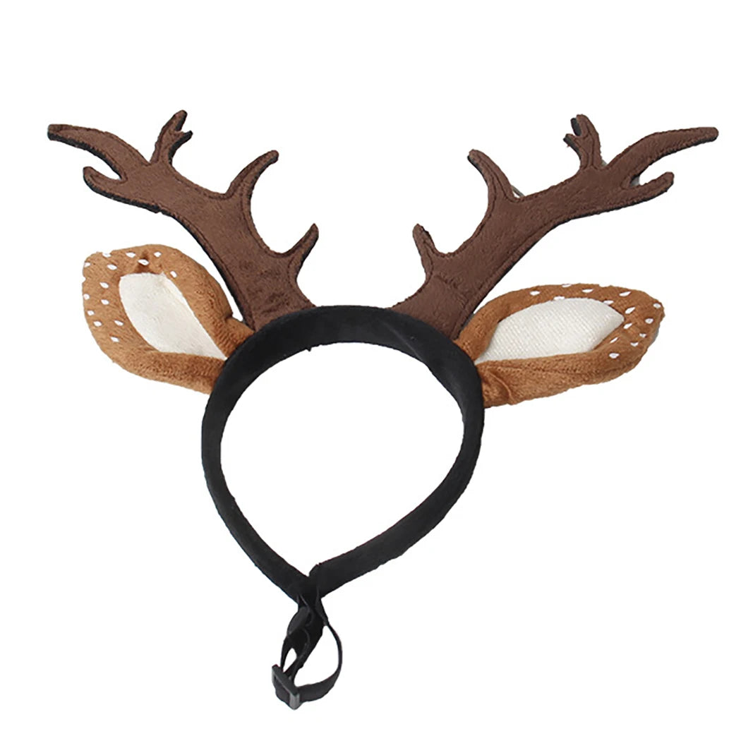 Christmas Pet Costumes | Pet Antler Elk Ear Headband | Kitten Xmas Cosplay