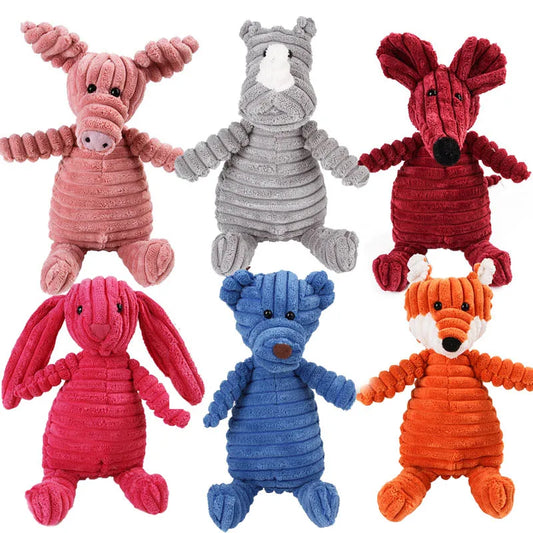 Corduroy Dog Toys | Animal Plush Dog Squeaky Toy | Puppy Chew Bite-Resistant Pet Toy