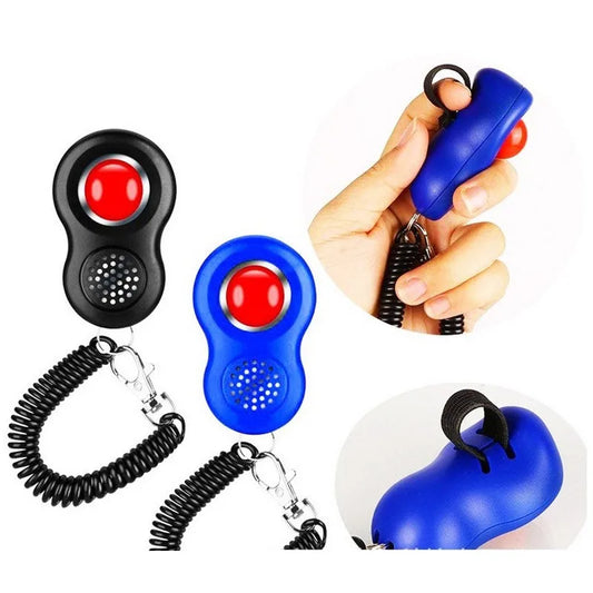 Dog Training Clicker With Finger Loop Wrist Band | Humanized Pet Trainer Tool Set