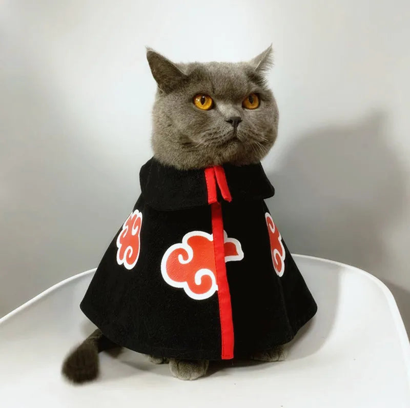 Akatsuki Cat Costume | Pet Cloud Cloak | Kitten Ninja Outfit