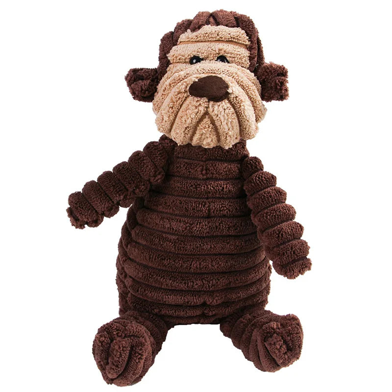 Corduroy Dog Toys | Animal Plush Dog Squeaky Toy | Puppy Chew Bite-Resistant Pet Toy