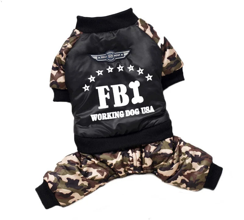 FBI Pet Dog Clothes | Thickening Dog Puppy Jumpsuit Costume | Warm Winter Dog Clothing