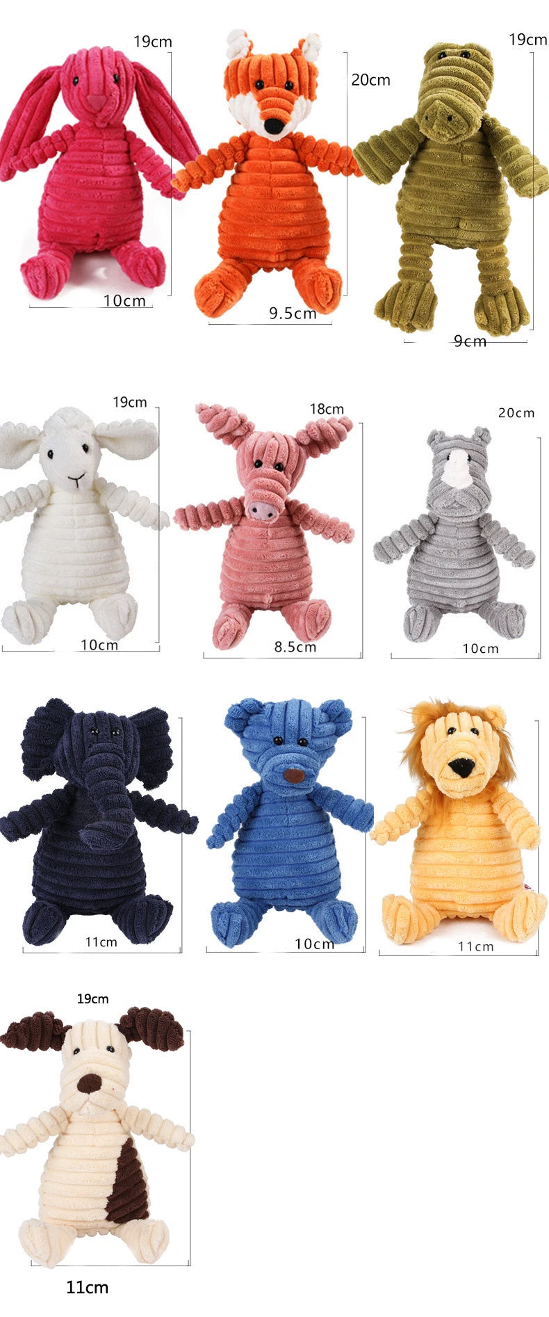 Corduroy Dog Toys | Animal Plush Dog Squeaky Toy | Puppy Chew Bite-Resistant Pet Toy