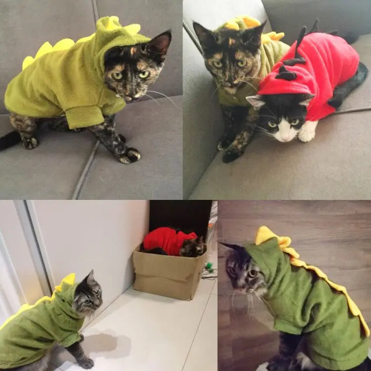 Pet Clothing Halloween | Cat Costume Hoodie Jacket | Kitten Dinosaur Cosplay