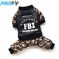 FBI Pet Dog Clothes | Thickening Dog Puppy Jumpsuit Costume | Warm Winter Dog Clothing