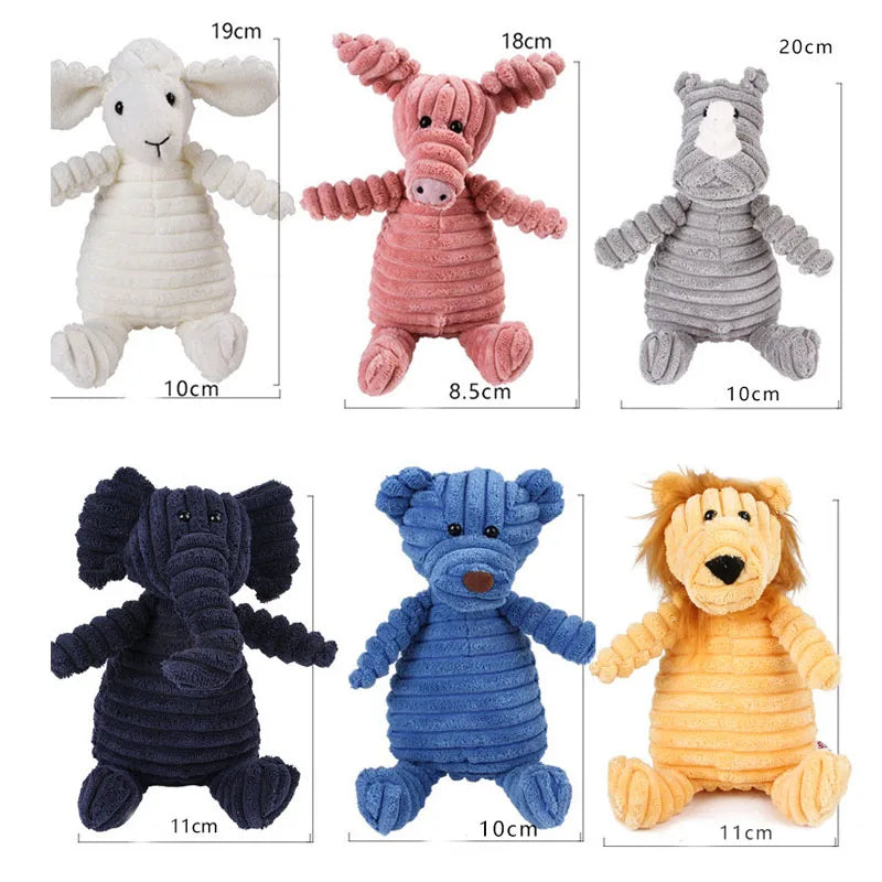 Corduroy Dog Toys | Animal Plush Dog Squeaky Toy | Puppy Chew Bite-Resistant Pet Toy