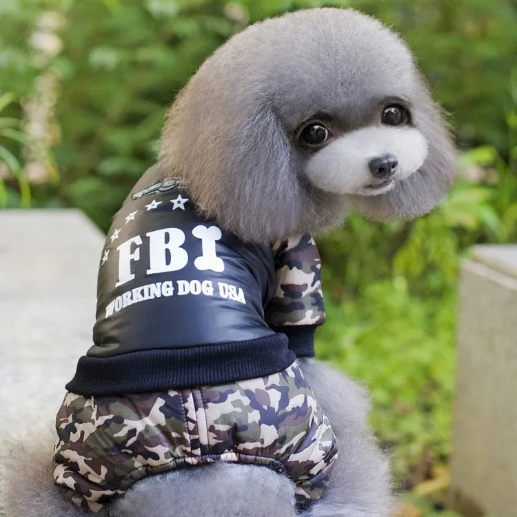 FBI Pet Dog Clothes | Thickening Dog Puppy Jumpsuit Costume | Warm Winter Dog Clothing