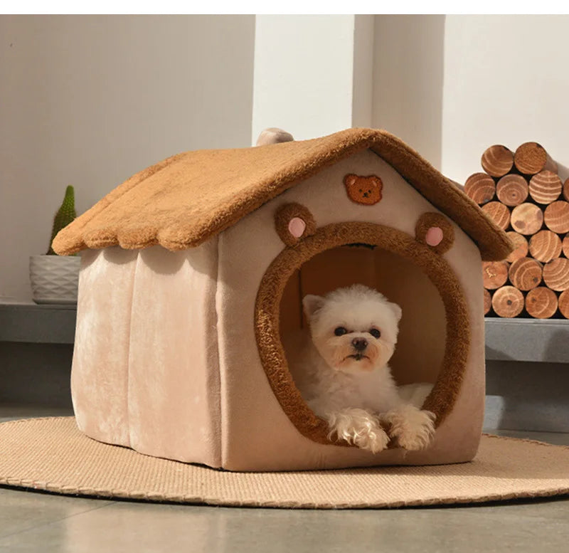 Foldable Dog House | Pet Bed for Small Dogs | Winter Warm Cat Bed Nest | Comfortable Puppy Cave