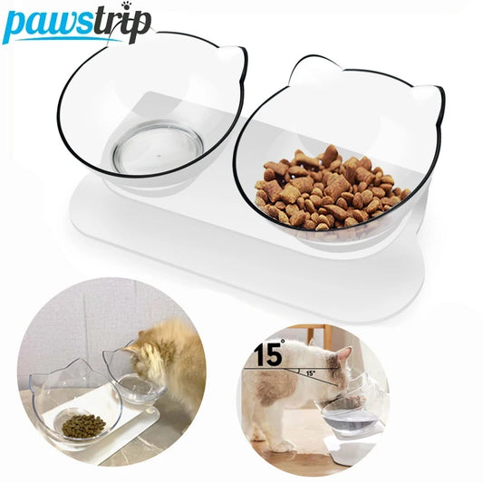 Non-Slip Double Cat Bowl | Dog Bowl With Stand | Pet Feeding Water Bowl