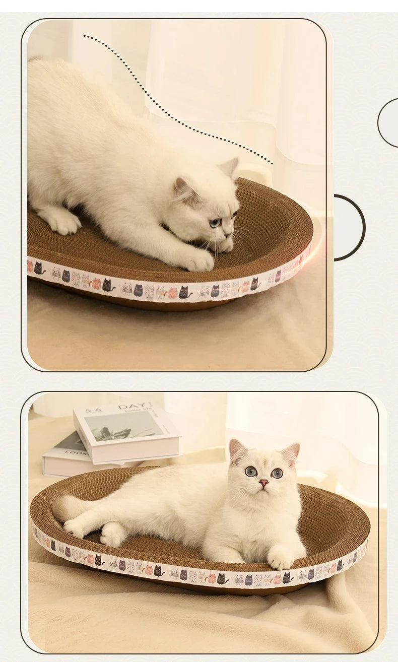 Corrugated Cat Scratcher | Cat Scrapers Round Oval Grinding Claw Toys | Wear-Resistant Cat Bed