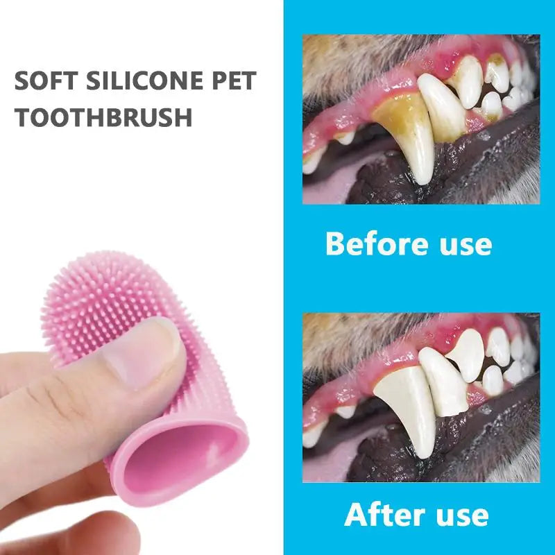 Soft Silicone Pet Dog Finger Toothbrush | Pet Teeth Oral Cleaning Brush | Bad Breath Tartar Tooth Cleaner