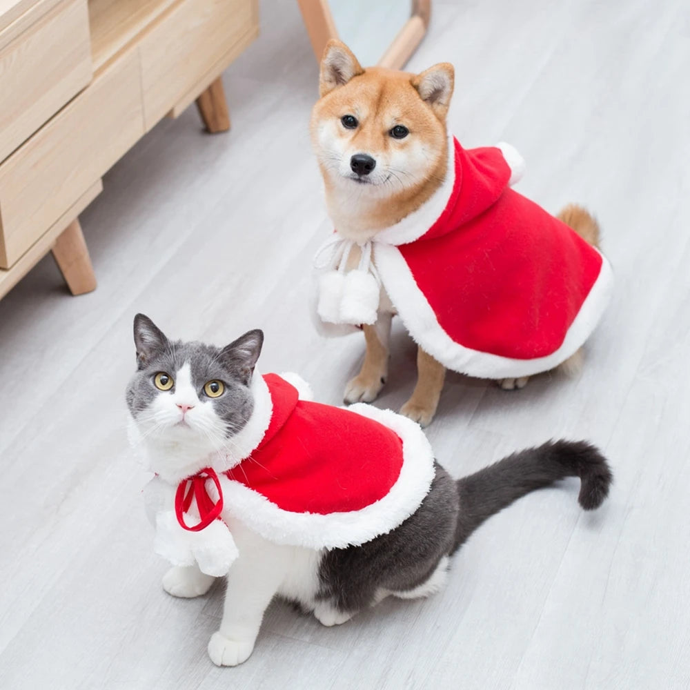 Cat Costume Santa Elk Cosplay | Pet Christmas Shawl Outfit | Kitten Xmas Reinder Cape