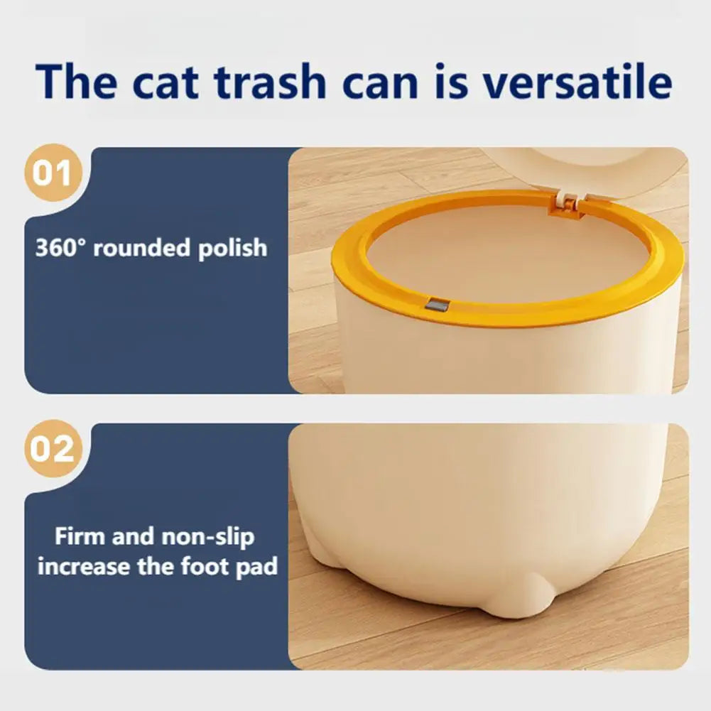 Cat Litter Special Trash Can | Fully Enclosed Design | PP Material Wear-Resistant Bottom