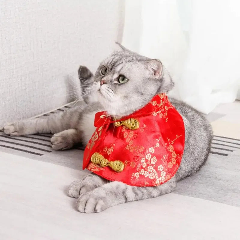 Pet Costume Chinese Style | Asian Cat Suit Cape | Kitten New Year Collar Cowl