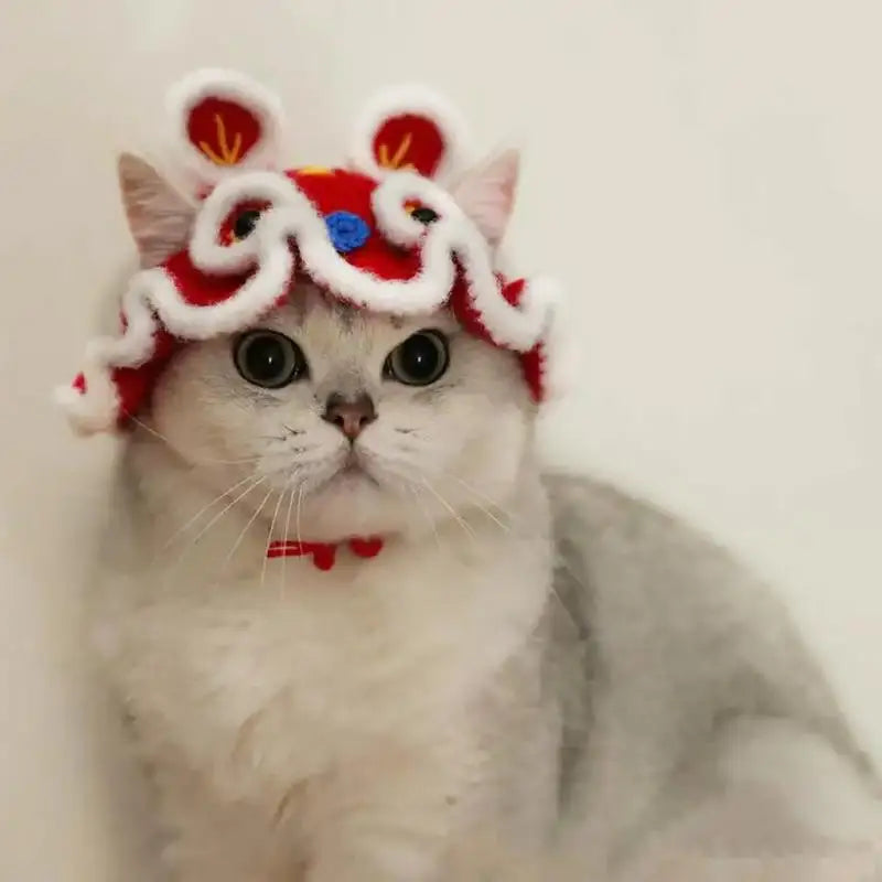 Funny Pet Costume | Cat Chinese Tiger Head Cap | Kitten Traditional Hat