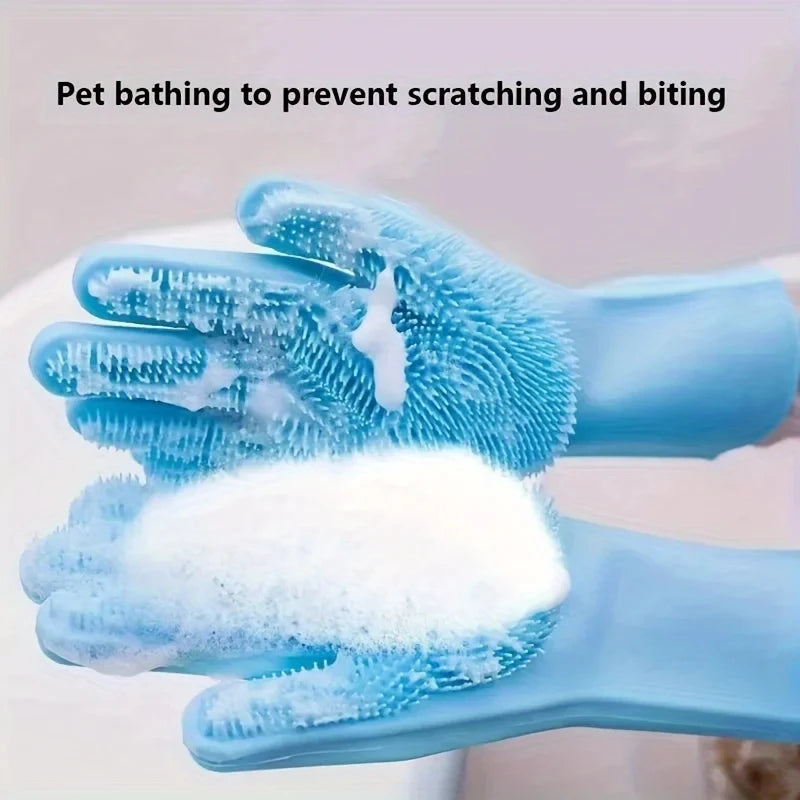 Pet Grooming Cleaning Gloves | Dog Cat Bathing Shampoo Glove | Hair Removal Scrubber Glove