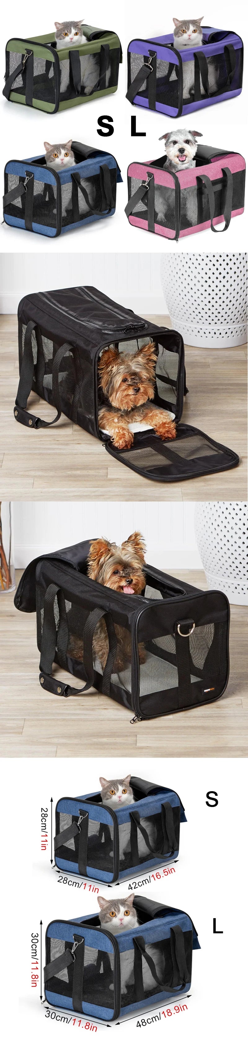 Dog Carrier Bag | Soft Side Pet Backpack | Cat Carriers Travel Bags Collapsible