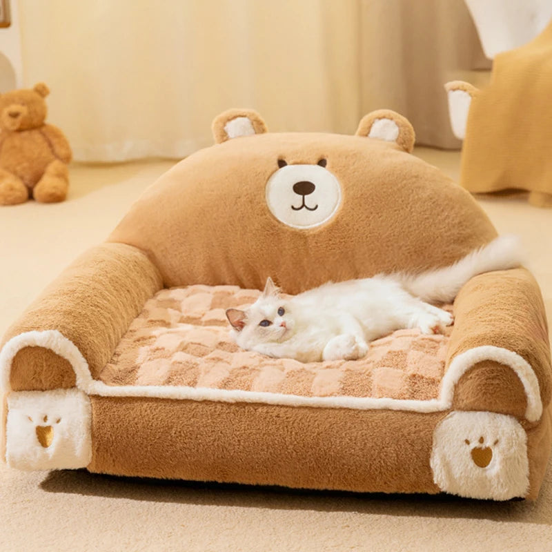 Winter Warm Cat Bed | Soft Plush Pet Sofa for Small Dogs | Cozy Sleeping Bed