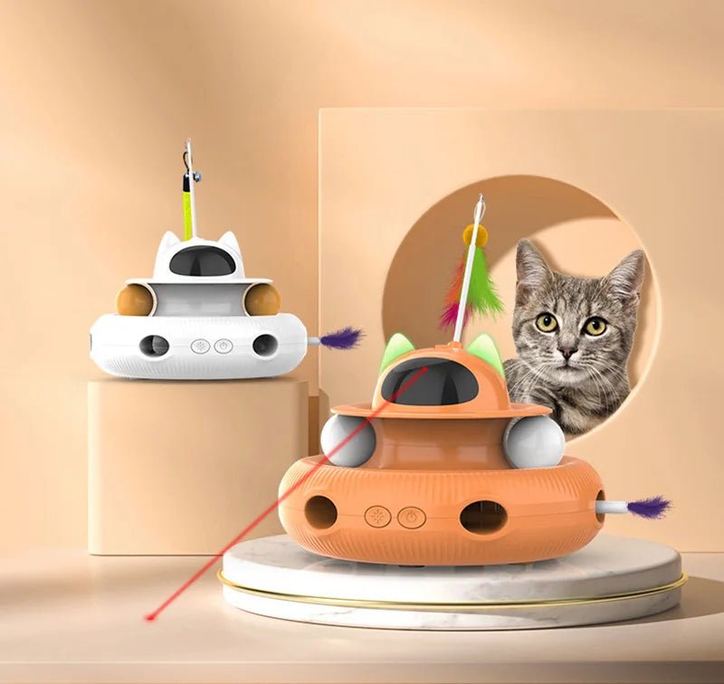 4-In-1 Interactive Cat Toy | Smart Kitten Teaser Stick | Pet Turntable Training Toys