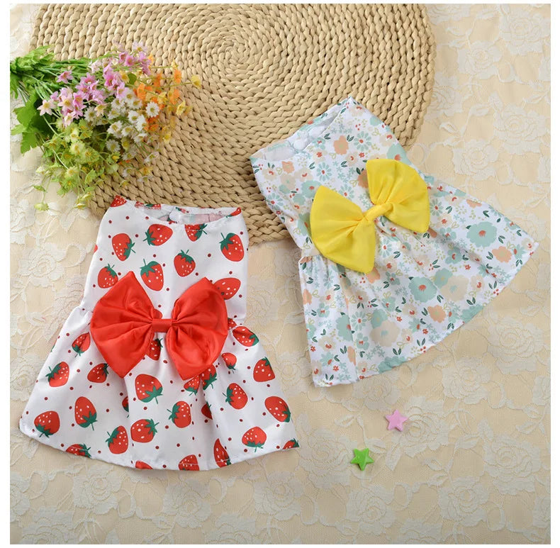 Floral Princess Dog Dress | Spring Summer Pet Clothes | Printed Puppy Skirt