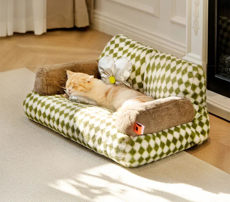 Soft Cat Bed Sofa | Washable Pet Cat Nest | Kitten Plush Bed Basket