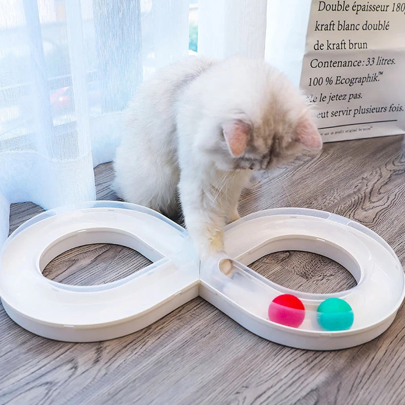 Interactive Cat Turntable Toys | Kitten Puzzle Track Toy with Balls