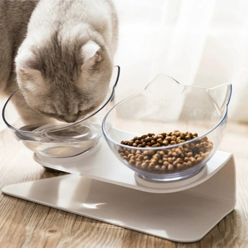 Non-Slip Double Cat Bowl | Dog Bowl With Stand | Pet Feeding Water Bowl