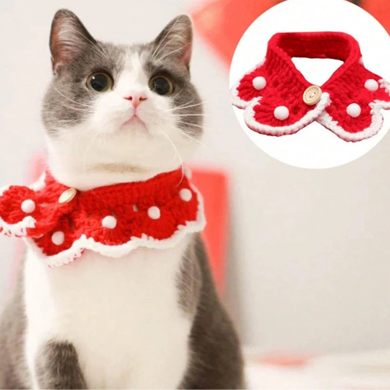 Scarf Christmas Pet Collar | Cat Decorative Scarf | Kitten Decorative Knit