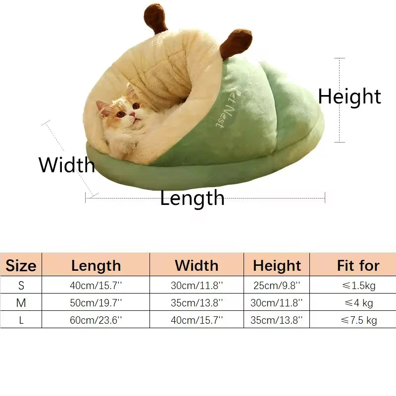 Winter Warm Pet Bed | Soft Cozy Cat Cave | Kitten House Nest Sleep Bag