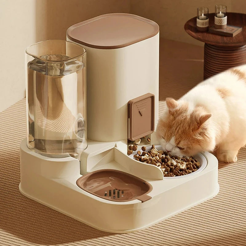 Automatic 2-in-1 Cat Feeder | Pet Drinking Food Bowl | Water Dispenser