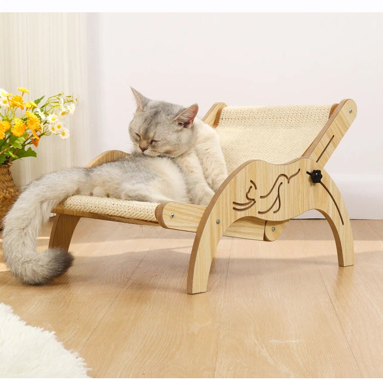 Wooden Cat Scratcher Board | Adjustable Kitten Recliner | Pet Sleeping Bed