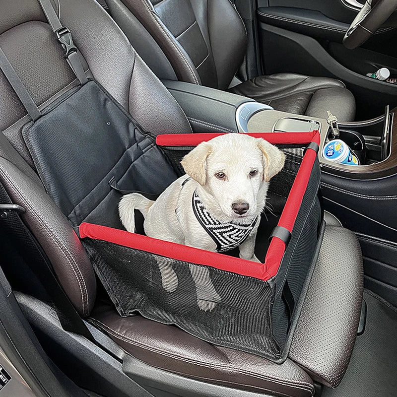 Foldable Dog Car Seat Cover | Travel Dog Car Seat with Storage Pockets | Pet Booster Basket