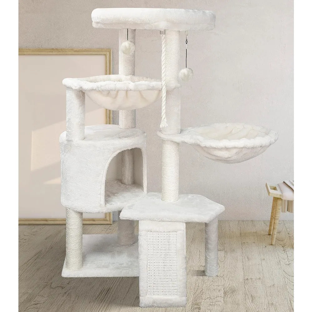 Three Layer Tree with Cat Condo | Kitten Scratch Pad and Two Hammocks