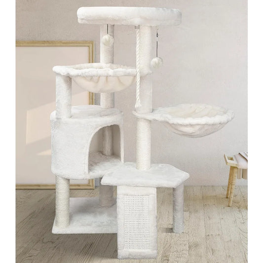 Three Layer Tree with Cat Condo | Kitten Scratch Pad and Two Hammocks