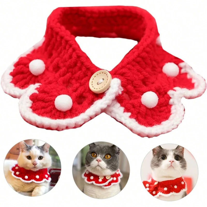 Scarf Christmas Pet Collar | Cat Decorative Scarf | Kitten Decorative Knit