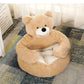 Semi-Enclosed Bear Pet Dog Bed | Ultra Soft Cat Bed | Detachable Plush Puppy Bed