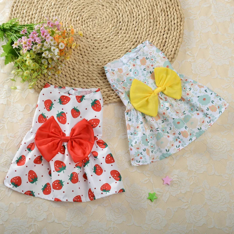 Floral Princess Dog Dress | Spring Summer Pet Clothes | Printed Puppy Skirt