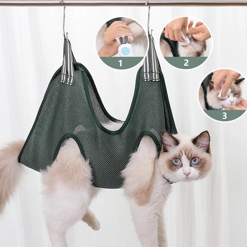 Dog Grooming Hammock | Fixed Bath Bag for Pet Nail Cutting | Anti-Scratch Cat Trimming Restraint Bag