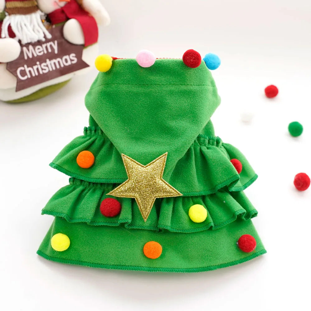 Christmas Cat Cloak | Kitty Xmas Tree Costume | Pet Clothes Cosplay