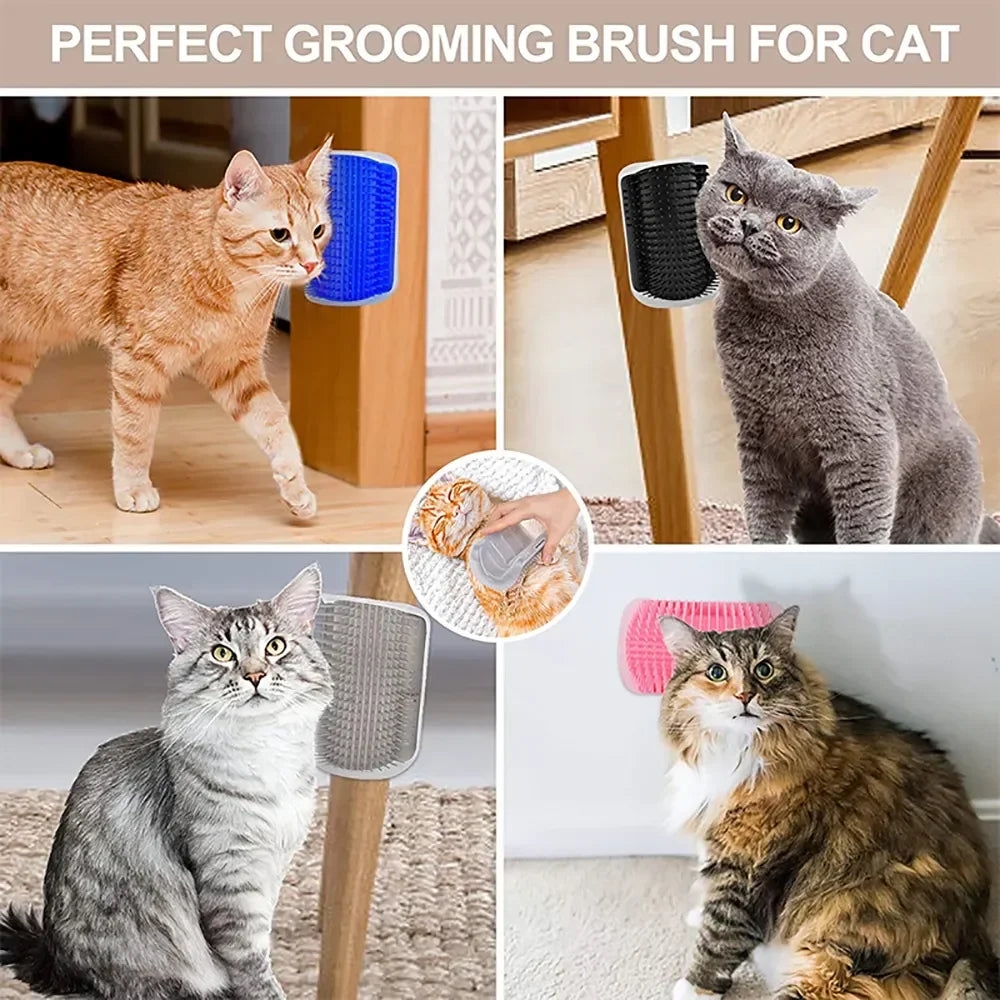 Wall Corner Cat Brush | Kitten Comb Floating Hair Remover | Pet Scratch Tool Post