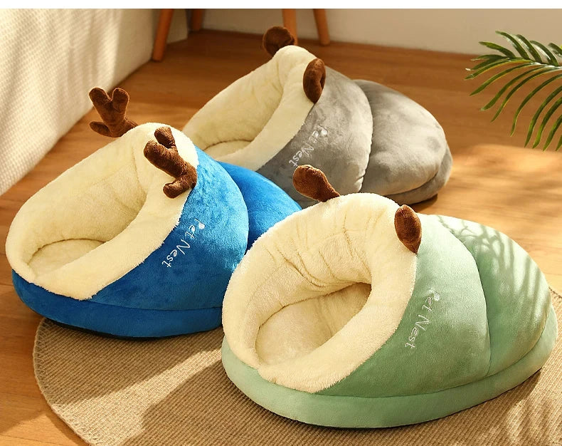 Winter Warm Pet Bed | Soft Cozy Cat Cave | Kitten House Nest Sleep Bag