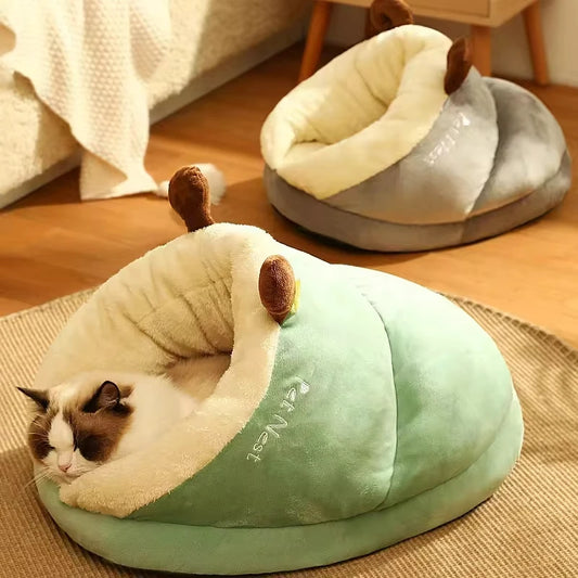 Winter Warm Pet Bed | Soft Cozy Cat Cave | Kitten House Nest Sleep Bag