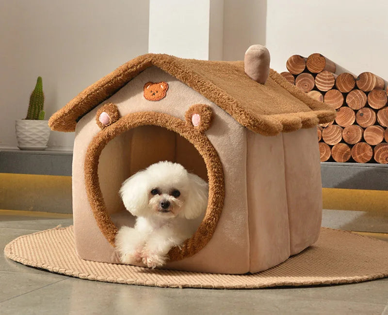 Foldable Dog House | Pet Bed for Small Dogs | Winter Warm Cat Bed Nest | Comfortable Puppy Cave