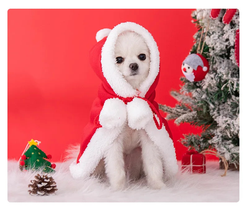 Christmas Dog Clothes | Warm Cat Hooded Cloak | Comfortable Xmas Pet Cape