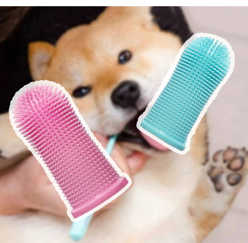 Soft Silicone Pet Dog Finger Toothbrush | Pet Teeth Oral Cleaning Brush | Bad Breath Tartar Tooth Cleaner