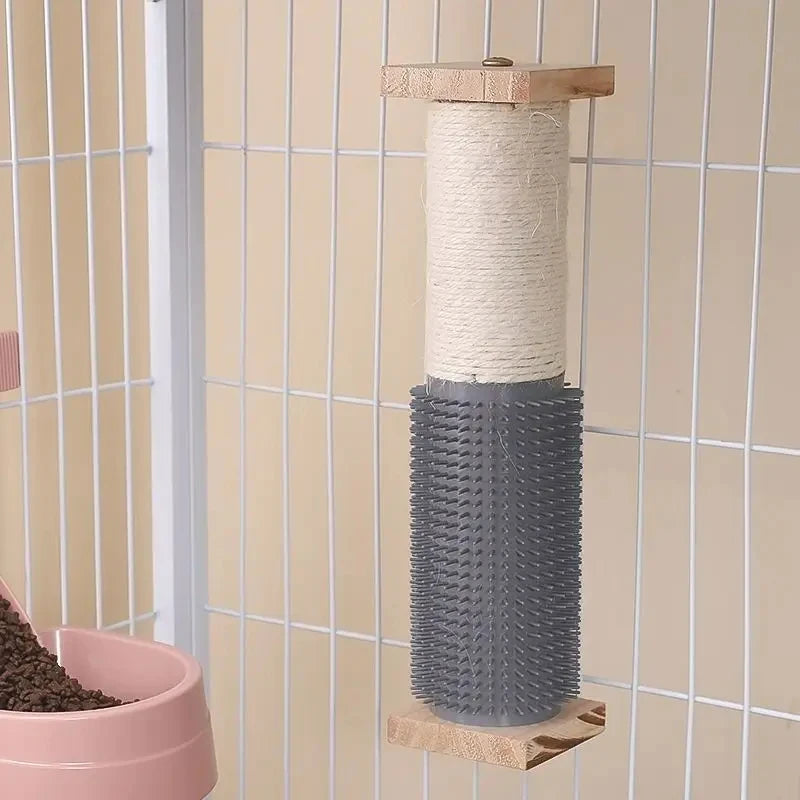 Cat Scratching Post for Crate Cage with Self Groomer | Kitten Scratcher Grinding Claws Toys