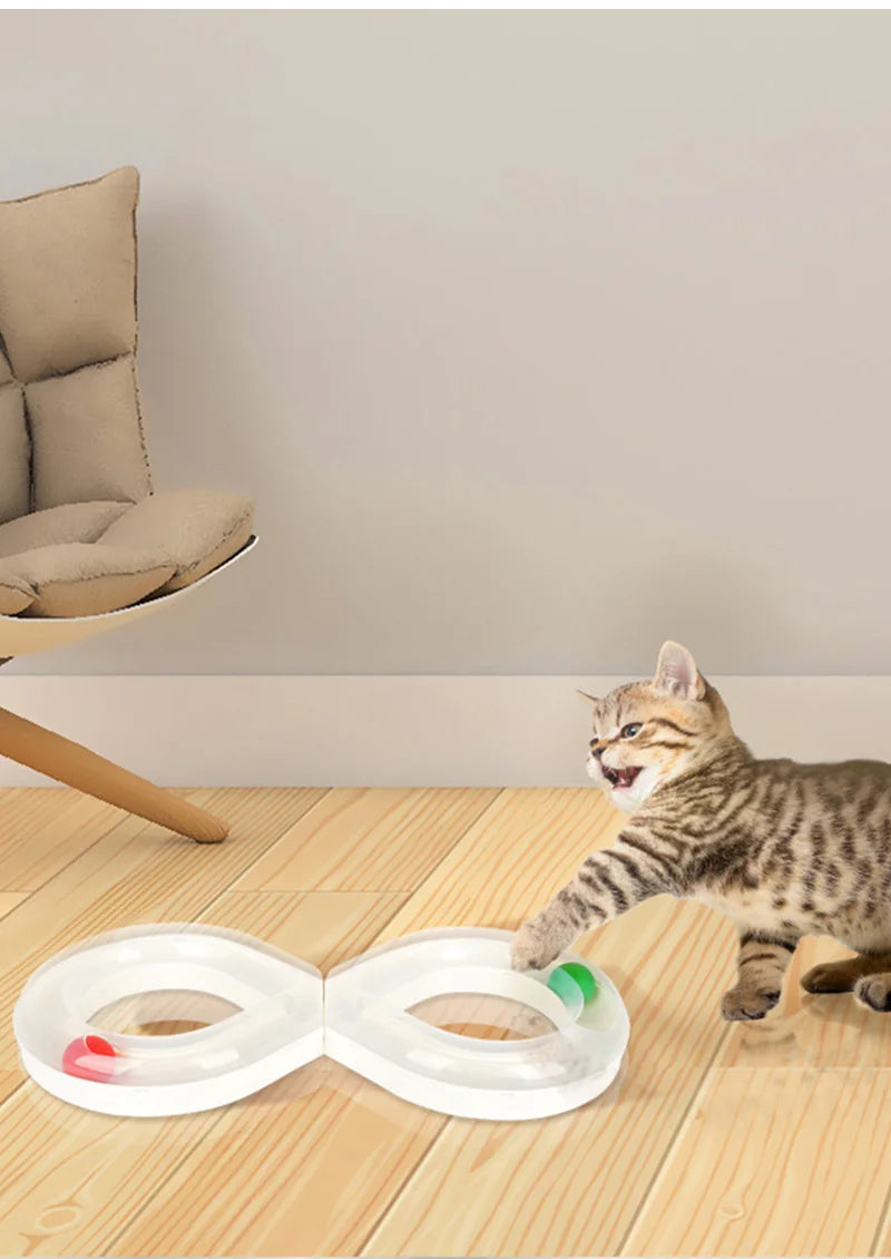 Interactive Cat Turntable Toys | Kitten Puzzle Track Toy with Balls